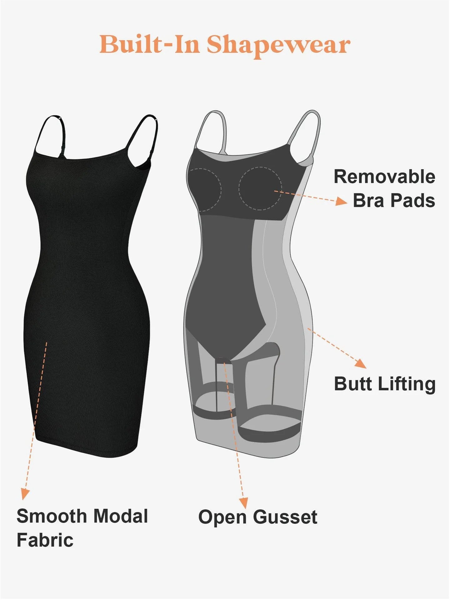Built-in Shapewear Slip Mini Dress